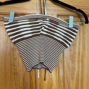 SHEIN Brown and White Striped Crop Top